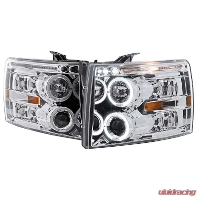 Spec-D Dual Halo Projector Headlights (Chrome Housing/Clear Lens) Chevrolet Silverado 2007-2014 - 2LHP-SIV07-TM