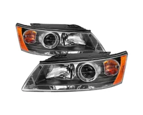 Spec-D Projector Headlights Black Housing Clear Lens Turn Signal Bulbs Included Hyundai Sonata 2006-2008