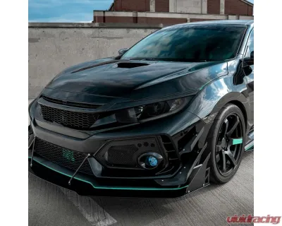 Spec-D LED Strip Factory Style Projector Headlights Matte Black Housing/Smoke Lens Honda Civic 2016-2021 - LHP-CV16SM-RO