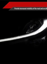 Spec-D LED Strip Factory Style Projector Headlights Matte Black Housing/Smoke Lens Honda Civic 2016-2021                                     - LHP-CV16SM-RO - Image 2