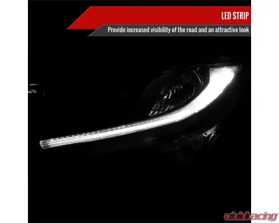 Spec-D LED Strip Factory Style Projector Headlights Matte Black Housing/Smoke Lens Honda Civic 2016-2021 - LHP-CV16SM-RO