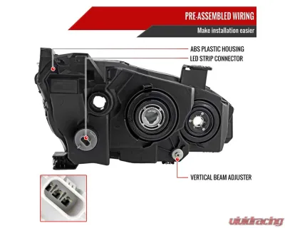 Spec-D LED Strip Factory Style Projector Headlights Matte Black Housing/Smoke Lens Honda Civic 2016-2021 - LHP-CV16SM-RO