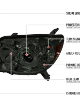 Spec-D Projector Style Headlights (Chrome Housing/Smoked Lens) Toyota 4Runner 2006-2009                                     - 2LHP-4RUN06G-GO - Image 8
