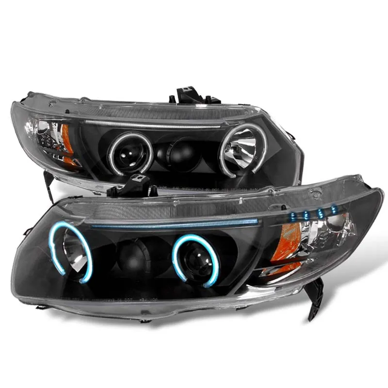 Spec-D Black CCFL Halo Projector Headlights Honda Civic 2006-2008 2D - 4LHP-CV062JM-KS