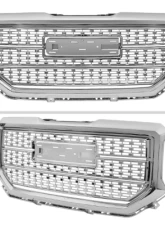 Spec-D Chrome Mesh Denali Style Hood Replacement Grille GMC Sierra 2016-2018                                     - HG-GMC1615C-JB - Image 2