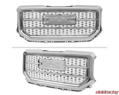 Spec-D Chrome Mesh Denali Style Hood Replacement Grille GMC Sierra 2016-2018 - HG-GMC1615C-JB