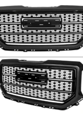 Spec-D Glossy Black Mesh Denali Style Hood Replacement Grille GMC Sierra 2016-2018                                     - HG-GMC1615JM-JB - Image 2