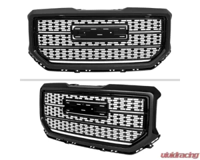 Spec-D Glossy Black Mesh Denali Style Hood Replacement Grille GMC Sierra 2016-2018 - HG-GMC1615JM-JB