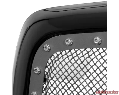 Spec-D Glossy Black 1PC Rivet Mesh Style Front Grille Dodge Ram 2002-2005 - HG-RAM02JMSS-HJ