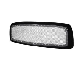 Spec-D Glossy Black 1PC Rivet Mesh Style Front Grille Dodge Ram 2002-2005