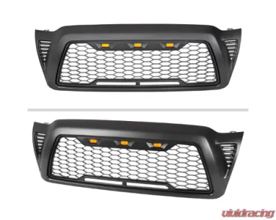 Spec-D Matte Black Mesh Replacement Grille w/ LED Lights Toyota Tacoma 2005-2011 - HG-TAC05BB-LED-KH
