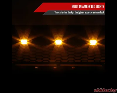 Spec-D Matte Black Mesh Replacement Grille w/ LED Lights Toyota Tacoma 2012-2015 - HG-TAC12BB-LED-KH