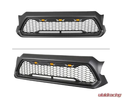 Spec-D Matte Black Mesh Replacement Grille w/ LED Lights Toyota Tacoma 2012-2015 - HG-TAC12BB-LED-KH