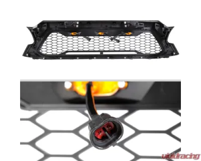 Spec-D Matte Black Mesh Replacement Grille w/ LED Lights Toyota Tacoma 2012-2015 - HG-TAC12BB-LED-KH