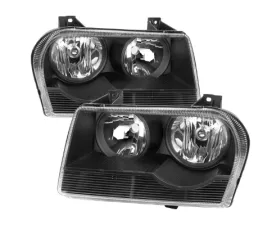 Spec-D Headlights Matte Black Housing Clear Lens Use Stock Bulbs Chrysler 300 2005-2007