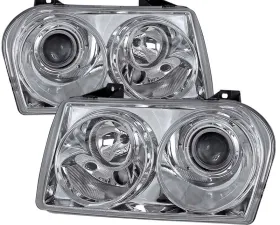 Spec-D Chrome Single Projector Headlights Chrysler 300 2005-2010