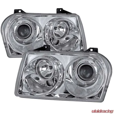 Spec-D Chrome Single Projector Headlights Chrysler 300 2005-2010 - LHP-30005-TM