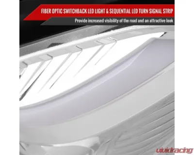 Spec-D Switchback Sequential LED Bar Projector Headlights (Chrome Housing/Clear Lens) Mercedes-Benz W204 C-Class 2012-2015 - LHP-BW20412-SQ-TM