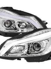 Spec-D Switchback Sequential LED Bar Projector Headlights (Chrome Housing/Clear Lens) Mercedes-Benz W204 C-Class 2012-2015                                     - LHP-BW20412-SQ-TM - Image 7