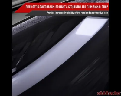 Spec-D Switchback Sequential LED Bar Projector Headlights (Matte Black Housing/Smoked Lens) Mercedes-Benz W204 C-Class 2012-2015 - LHP-BW20412G-SQ-TM