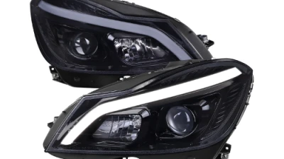 Spec-D Switchback Sequential LED Bar Projector Headlights (Matte Black Housing/Smoked Lens) Mercedes-Benz W204 C-Class 2012-2015                                     - LHP-BW20412G-SQ-TM - Image 7