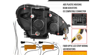 Spec-D Switchback Sequential LED Bar Projector Headlights (Matte Black Housing/Clear Lens) Mercedes-Benz W204 C-Class 2012-2015                                     - LHP-BW20412JM-SQ-TM - Image 7
