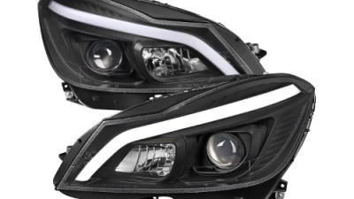 Spec-D Switchback Sequential LED Bar Projector Headlights (Matte Black Housing/Clear Lens) Mercedes-Benz W204 C-Class 2012-2015                                     - LHP-BW20412JM-SQ-TM - Image 7