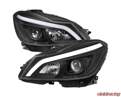 Spec-D Switchback Sequential LED Bar Projector Headlights (Matte Black Housing/Clear Lens) Mercedes-Benz W204 C-Class 2012-2015 - LHP-BW20412JM-SQ-TM