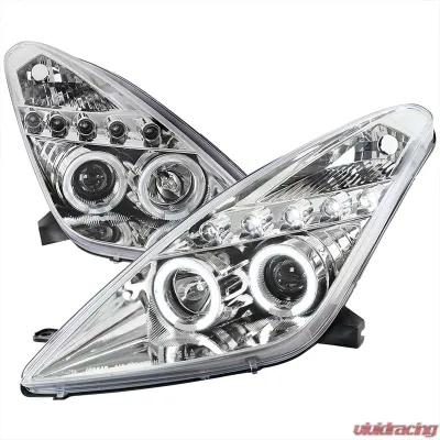 Spec-D Dual Halo Projector Headlights (Chrome Housing/Clear Lens) Toyota Celica 2000-2005 - LHP-CEL00-TM