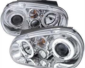 Spec-D Chrome LED Halo Projector Headlights Volkswagen Golf 1999-2005