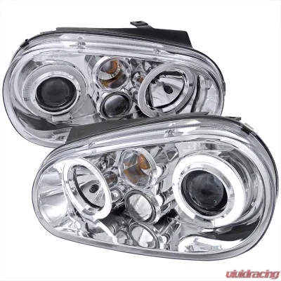 Spec-D Chrome LED Halo Projector Headlights Volkswagen Golf 1999-2005 - LHP-GLF99-TM