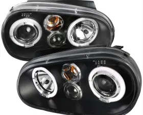 Spec-D Black LED Halo Projector Headlights Volkswagen Golf 1999-2005