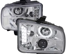 Spec-D Chrome LED Halo Projector Headlights Ford Mustang 2005-2009
