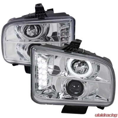 Spec-D Chrome LED Halo Projector Headlights Ford Mustang 2005-2009 - LHP-MST05-TM