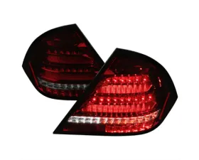 Spec-D Led Sequential Tail Lights Chrome Housing Red Smoked Lens Mercedez Benz C-Class 2001-2004