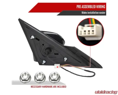 Spec-D Black Powered Mirrors 3Pin Connector Left Side Honda Civic 2016-2020 - RMV-CV16P3-FS-L