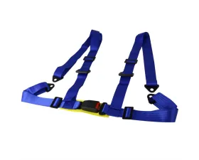 Spec-D Racing Seat Belt 4 Point Harness - Blue