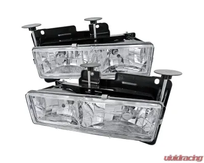 Spec-D Crystal Headlights (Chrome Housing/Clear Lens) Chevrolet | GMC 1988-1999 - LH-C1088-RS