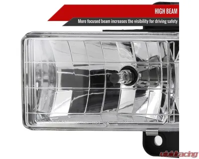 Spec-D Crystal Headlights (Chrome Housing/Clear Lens) Chevrolet | GMC 1988-1999 - LH-C1088-RS