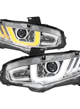 Spec-D Full LED Projector Headlights w/ Switchback Sequential Turn Signal Chrome Housing/Clear Lens Honda Civic 2016-2021                                     - LHE-CV16H-SQ-RS - Image 11