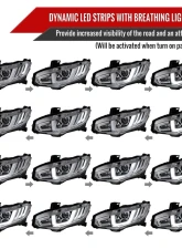 Spec-D LED Headlights w/ LED Switchback Sequential Turn Signal Chrome Housing/Clear Lens Honda Civic 2016-2021                                     - LHE-CV16L-SQ-RS - Image 3