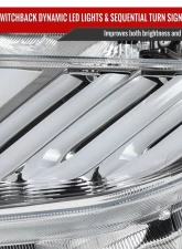 Spec-D LED Headlights w/ LED Switchback Sequential Turn Signal Chrome Housing/Clear Lens Honda Civic 2016-2021                                     - LHE-CV16L-SQ-RS - Image 6