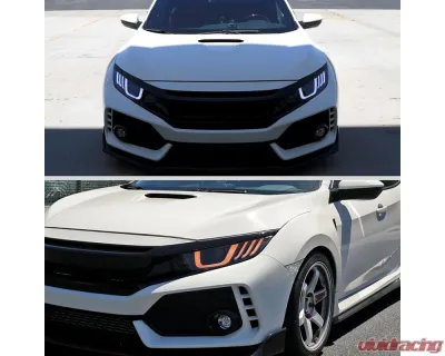 Spec-D LED Headlights w/ LED Switchback Sequential Turn Signal Matte Black Housing/Clear Lens Honda Civic 2016-2021 - LHE-CV16LJM-SQ-RS