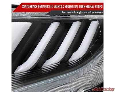 Spec-D LED Headlights w/ LED Switchback Sequential Turn Signal Matte Black Housing/Clear Lens Honda Civic 2016-2021 - LHE-CV16LJM-SQ-RS