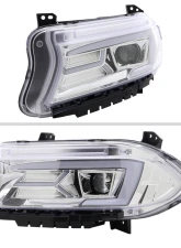 Spec-D LED Strip Projector Headlights w/ LED Sequential Turn Signal Chrome Housing/Clear Lens Dodge Charger 2015-2023                                     - LHP-CHG15-SQ-TM - Image 3