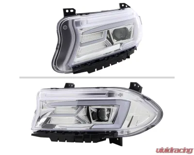 Spec-D LED Strip Projector Headlights w/ LED Sequential Turn Signal Chrome Housing/Clear Lens Dodge Charger 2015-2023 - LHP-CHG15-SQ-TM