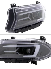 Spec-D LED Strip Projector Headlights w/ LED Sequential Turn Signal Jet Black Housing/Clear Lens Dodge Charger 2015-2023                                     - LHP-CHG15BK-SQ-TM - Image 3