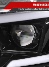 Spec-D LED Strip Projector Headlights w/ LED Sequential Turn Signal Jet Black Housing/Clear Lens Dodge Charger 2015-2023                                     - LHP-CHG15BK-SQ-TM - Image 4