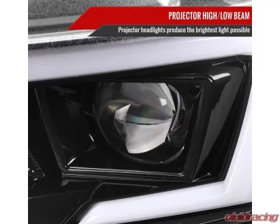 Spec-D LED Strip Projector Headlights w/ LED Sequential Turn Signal Jet Black Housing/Clear Lens Dodge Charger 2015-2023 - LHP-CHG15BK-SQ-TM