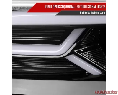 Spec-D LED Strip Projector Headlights w/ LED Sequential Turn Signal Jet Black Housing/Clear Lens Dodge Charger 2015-2023 - LHP-CHG15BK-SQ-TM